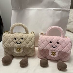 Jellycat Chanel Plush Mini Bags in Cream and Pink (NEW~RARE)